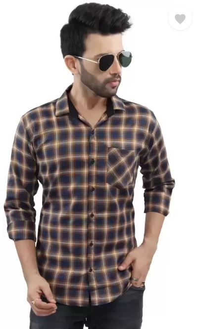 Men Slim Fit Checkered Spread Collar Casual Shirt