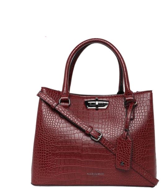 Accessorize London Maroon Textured Medium Handbag