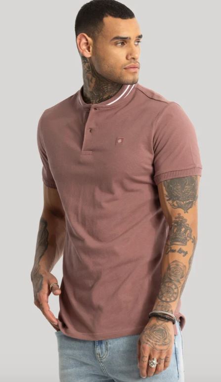Baseball Collar Light Brown Polo T-Shirt