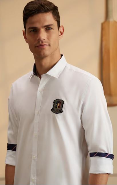 Men White Slim Casual Shirt