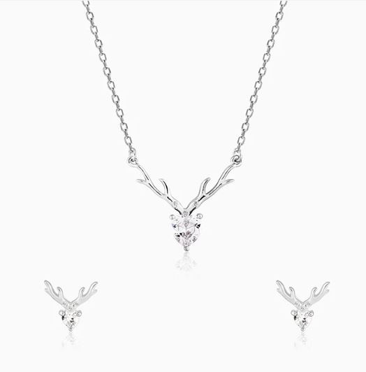 Silver Deer Heart Set