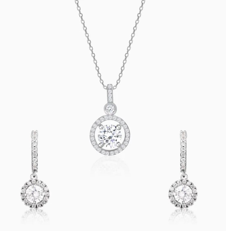 Silver Drizzle Drop Set with Link Chain