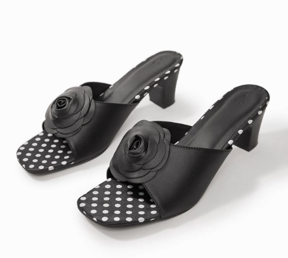 Monochrome Rose Detail Heels