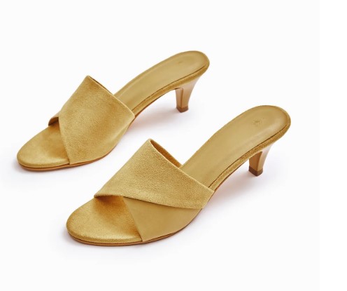 Mustard Colourblock Kitten Heels
