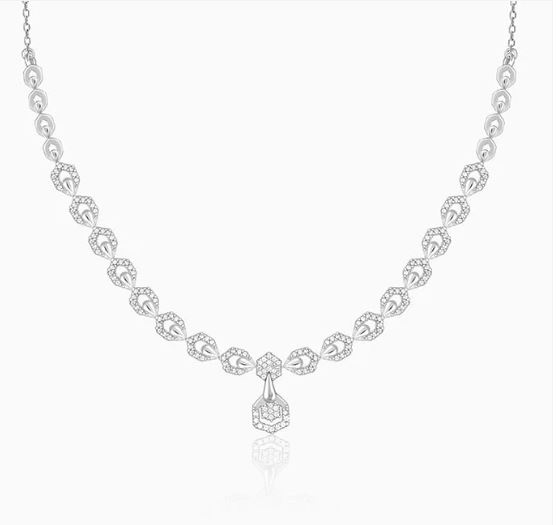 Silver Glittering Hexagon Necklace
