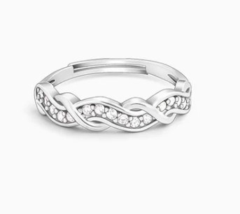 Silver Zircon Winding Wave Ring