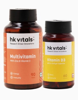 HK Vitals Multivitamin 90 Tabs & Vitamin D3 60 Caps Combo