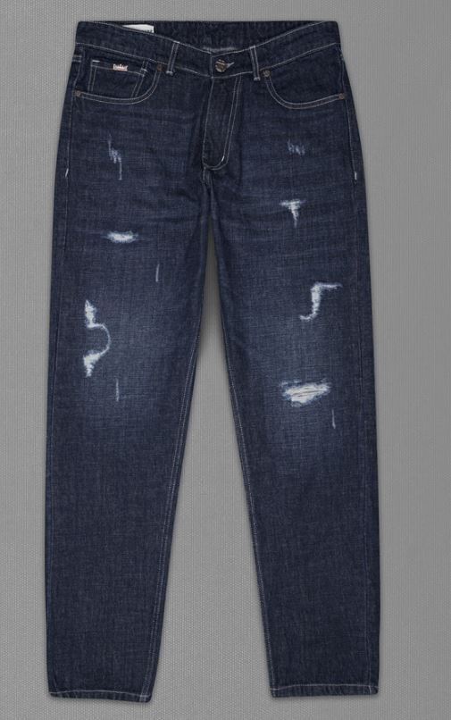 Gunmetal Blue Whiskering Wash Mildly Distressed Denim
