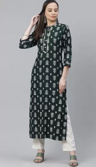 Women Printed Viscose Rayon A-line Kurta