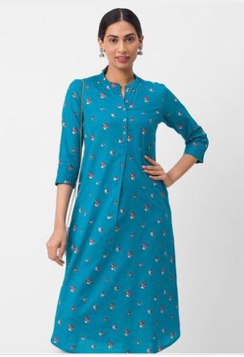 Globus Blue Printed Kurta