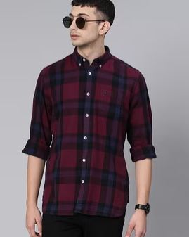 Checked Slim Fit Shirt with Patch Pocket