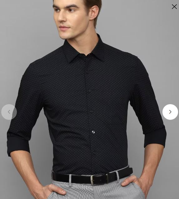 Men Black Slim Fit Print Full Sleeves Formal Shirt