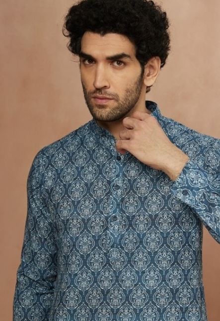Sapphire Blue Printed Kurta