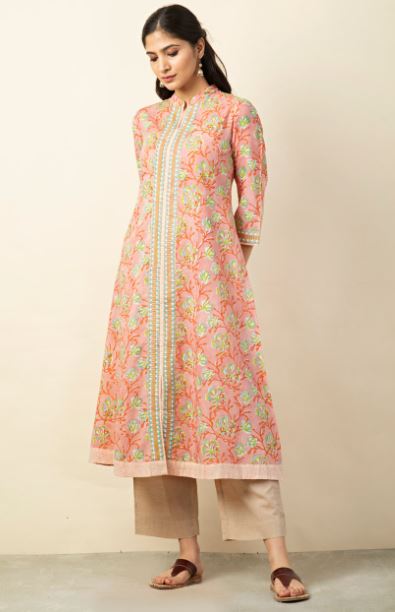 Cotton Printed Slim Fit Long Kurta