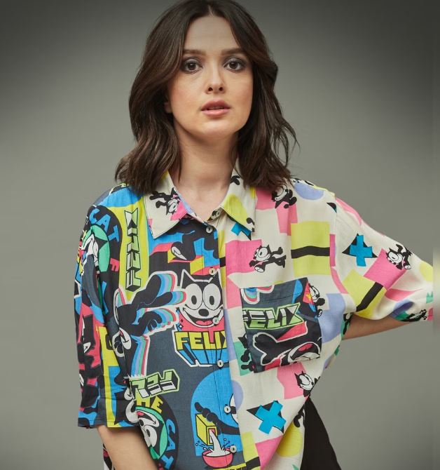 X FELIX THE CAT BLACK COLOURBLOCKED PRINTED SHIRT