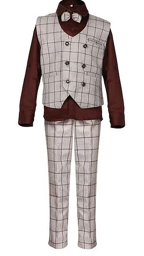 Full Sleeves Shirt With Checkered Waistcoat & Pants