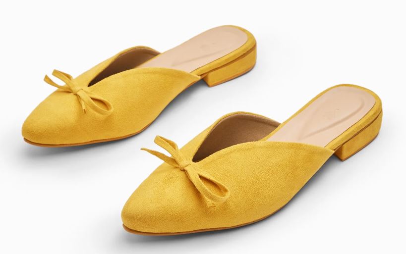 Mustard Bow Tie Detail Mules