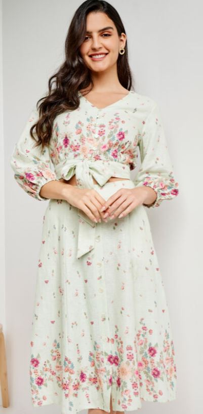 Multi Color Floral Straight Suit