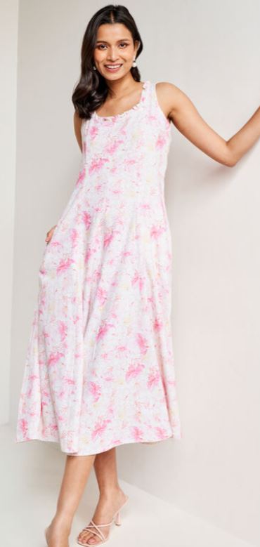 Multi Color Floral Flared Dress