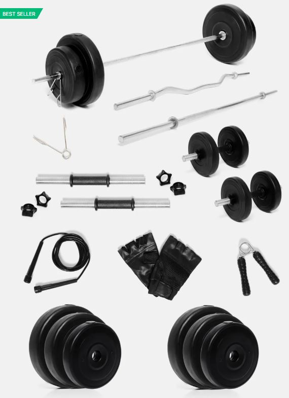 40 kg PVC Curl, Straight Rod Home Gym Combo