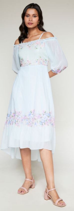 Aqua Floral Straight Top