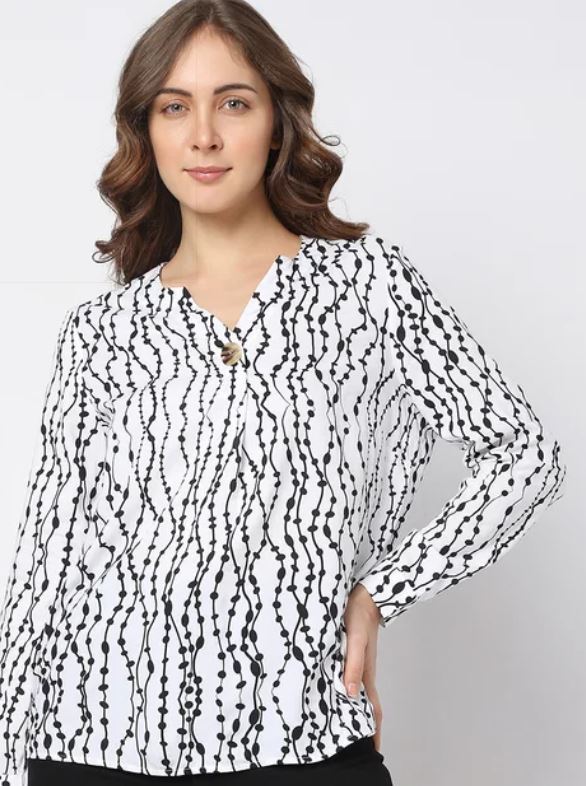 White Printed Top
