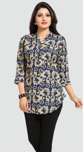 Saree Swarg Blue Printed Tunic