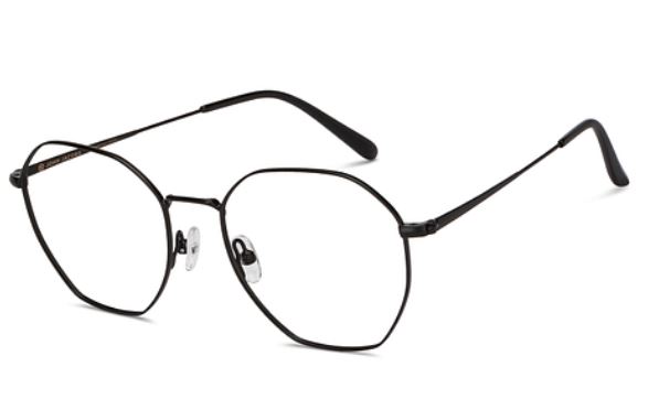 Matte Black Full Rim Hexagonal Eyeglasses