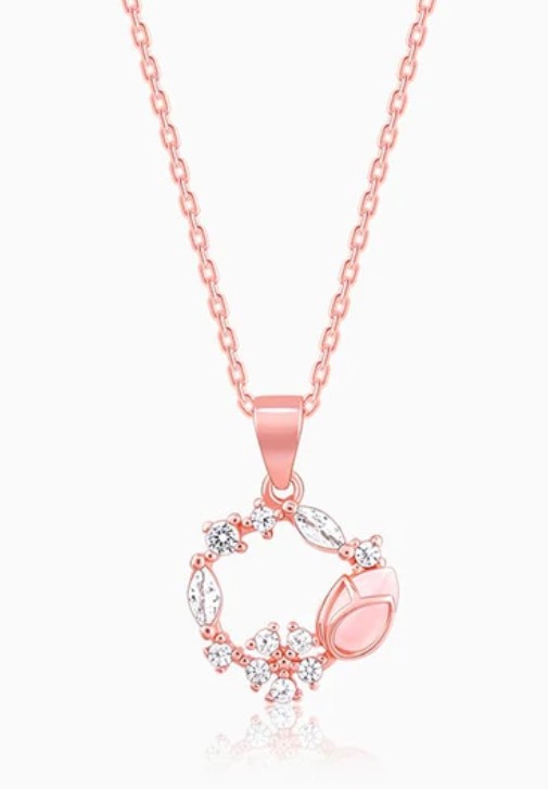Rose Gold Drop Wreath Pendant