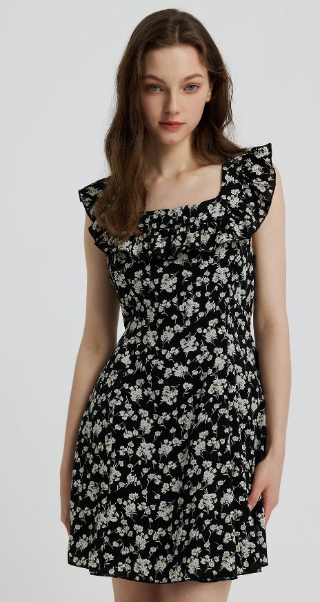 Printed Short Ruffle Dress