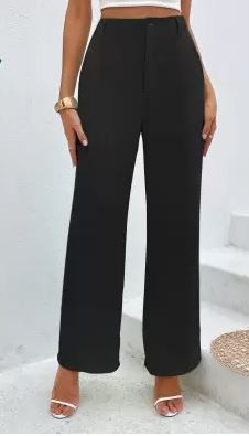 Women Regular Fit Black Cotton Blend Trousers