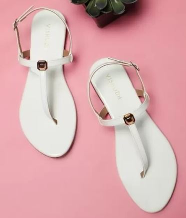 Women White Flats Sandal