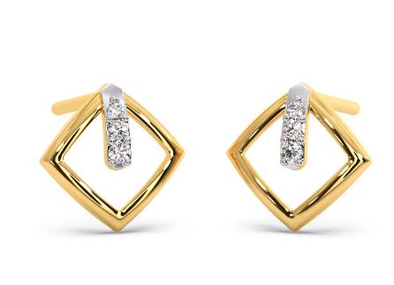 Square Rarity Diamond Stud Earrings