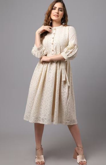 Floral Print Fit & Flare Dress with Waist Tie-Up