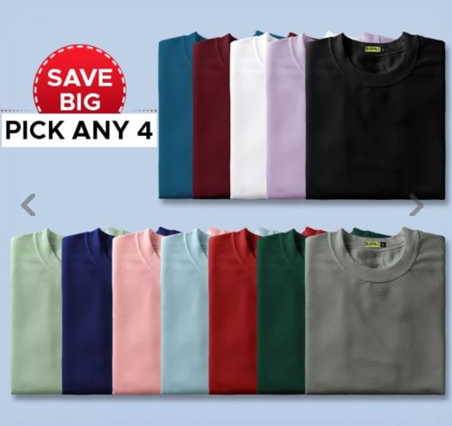 Pick Any 4- Womens Plain T-shirt Combo