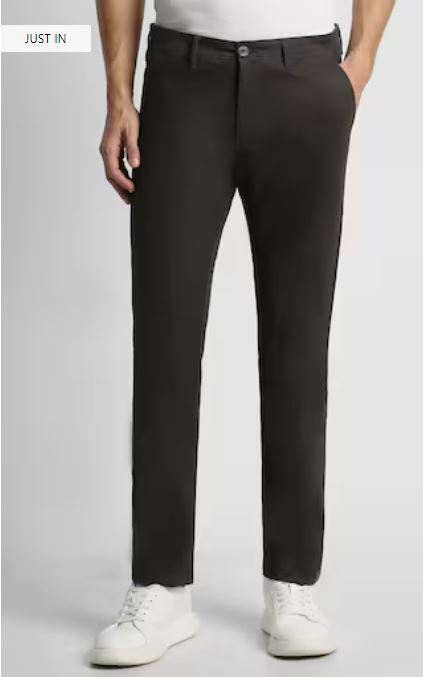 Men Brown Textured Slim Trousers