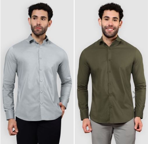 Grey and Army Green Shirts Combo