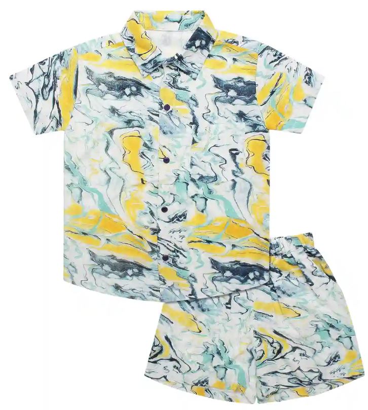 Boys Co-ord Set, Floral Print Shirt & Shorts
