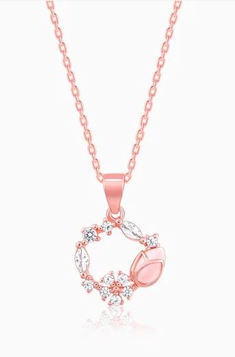 Rose Gold Drop Wreath Pendant