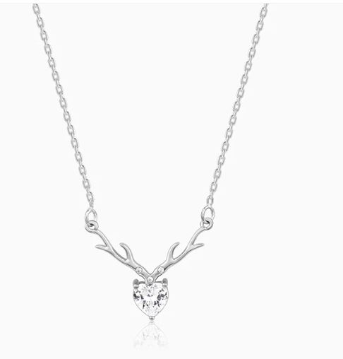 Silver Deer Heart Necklace
