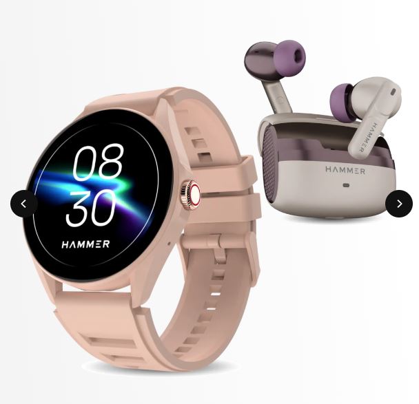 Cyclone Round dial smart watch & Stellar TWS Earbuds (Combo)