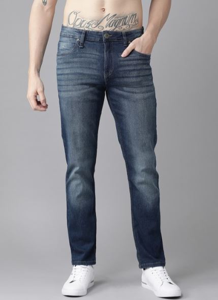 Men Navy Blue Slim Fit Light Jeans