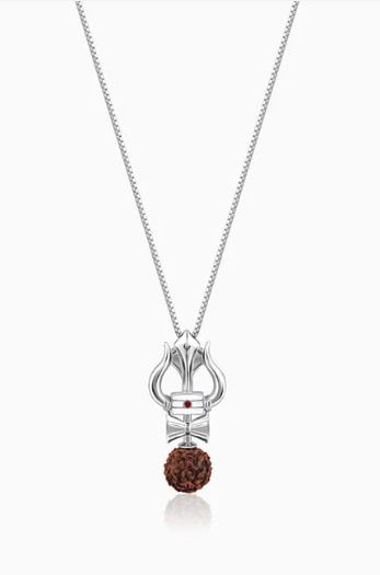 Silver Trishul Rudraksha Pendant