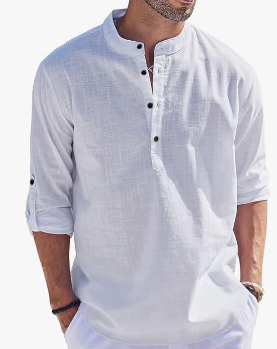Men's Solid Cotton Short Kurta Shirt