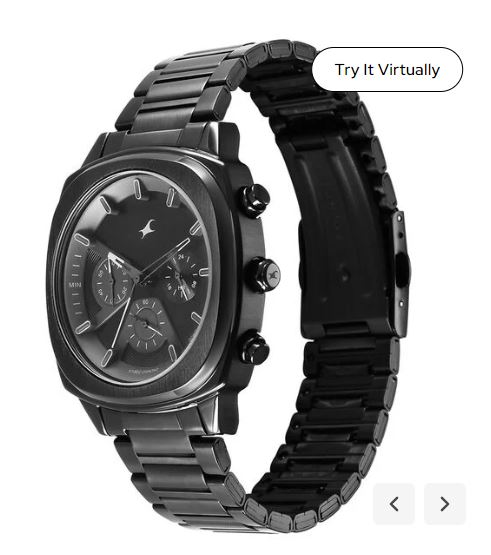 Black Dial Black Stainless Steel Strap Watch