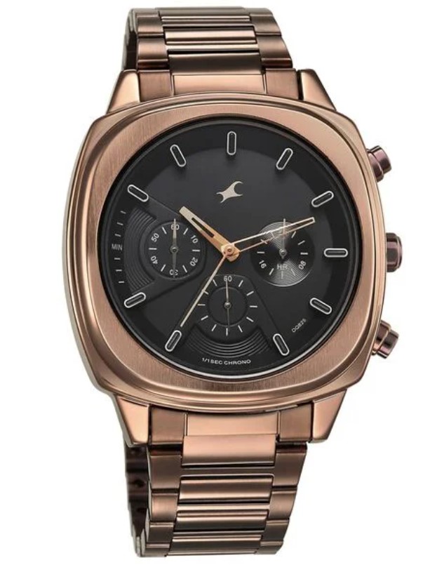 Kronos Chronograph Brown Stainless Steel Strap Watch