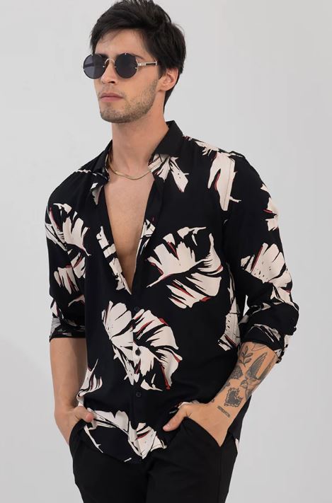 Cut Leaf Black Shirt