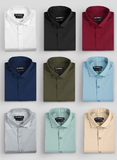 Pick Any 3 Plain Cotton Solid Shirts Combo