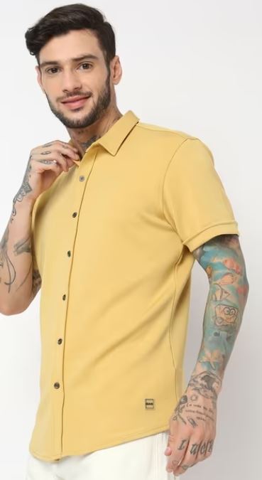 Slim Fit Half Sleeve Solid Scuba Shirts