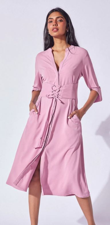 Fondant Pink Waist Tie Dress